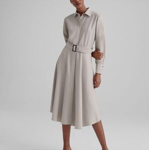 Club Monaco Curved Hem Shirtdress - Oatmeal, US10